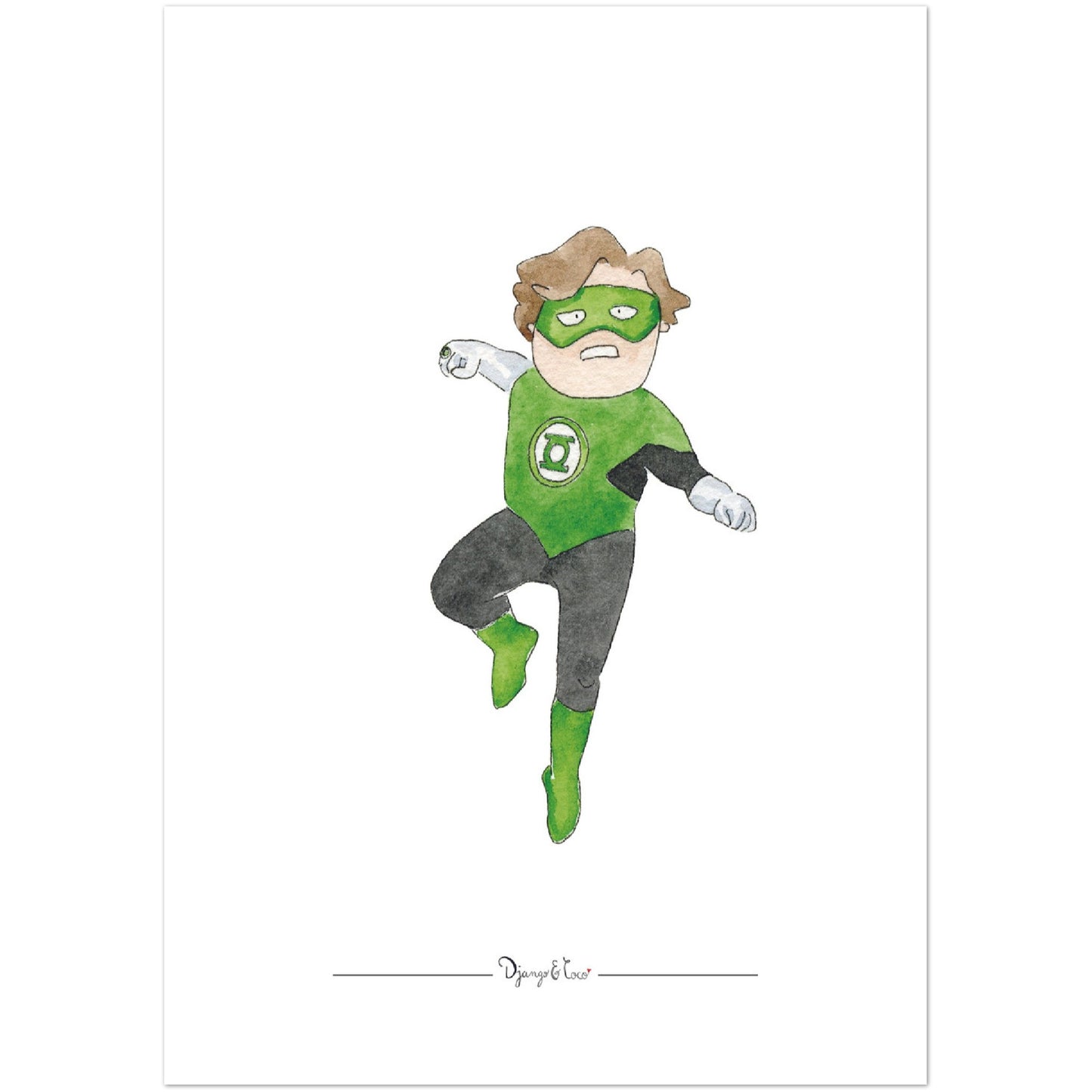 Affiche enfant petit héro "Verte lanterne"