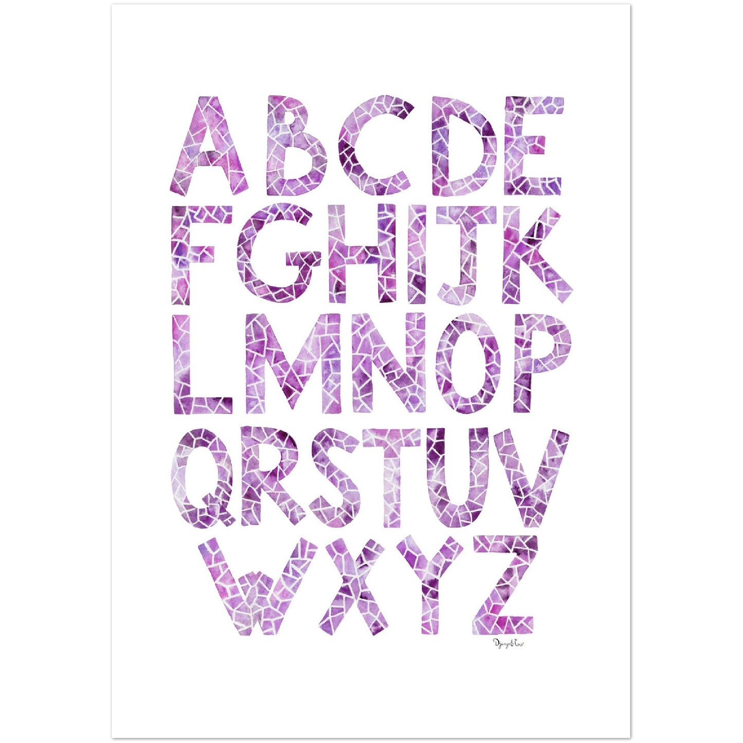 Baby alphabet poster purple color