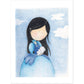 Affiche enfant - "La princesse bleu avec son lapin blanc"